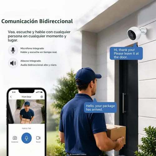 Vista 6 de Security Cameras Wireless Outdoor, 2K Camera for Home Security White-2 Pack