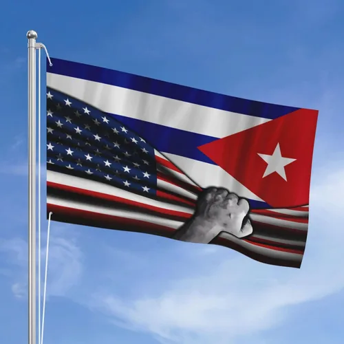 Vista 13 de Bandera estadounidense y bandera de las Bahamas de las Bahamas para exteriores de 3 x 5 pies, tres capas de tela para coser a doble cara, impresión