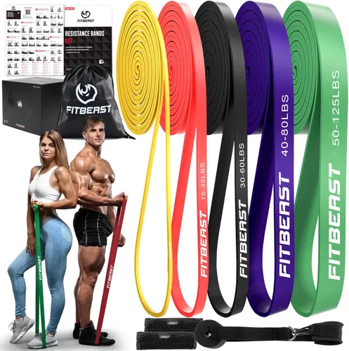Vista 7 de FitBeast Resistance Bands Set, Pull Up Assist Bands for Strength Training, Powerlifting, Muscle Toning, Yoga, Mobility Exercises, Rehabilitation