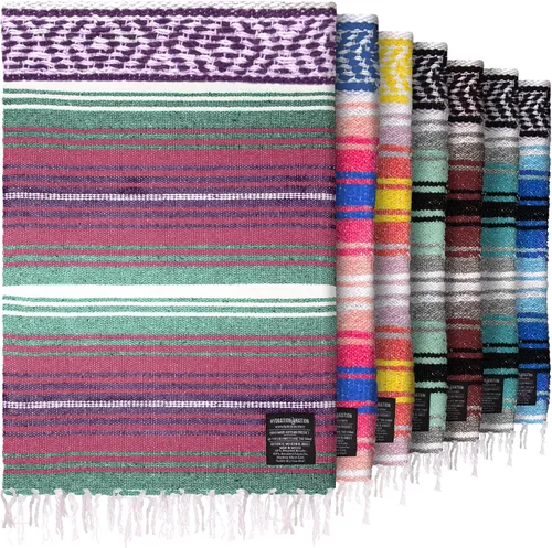Vista 35 de Hydration Nation Auténtica manta mexicana extra grande (70 x 50 pulgadas), yoga tejida a mano, serape, falsa artesanal, playa, campamento, picnic