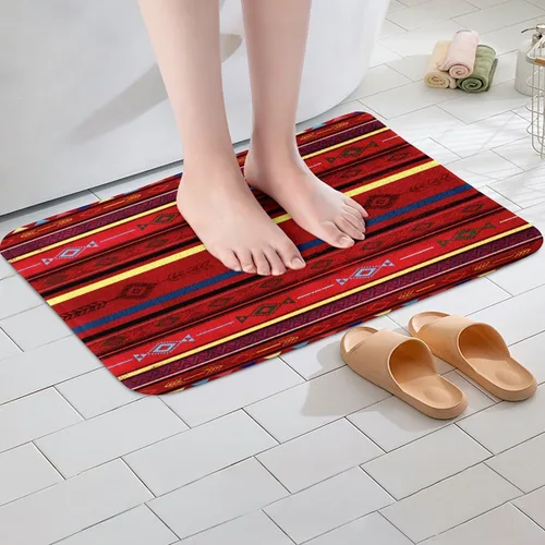 Vista 4 de jejeloiu Southwestern - Tapetes de baño para baño, de 16 x 24 pulgadas, tribales para niños, alfombras geométricas de Btah para ducha, bañera