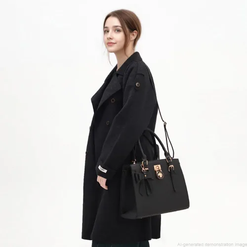 Vista 2 de Qiyuer - Bolsos y carteras para mujer, juego de damas con asa superior, bolso de hombro, bolso de trabajo con cartera de embrague a juego, 2 piezas