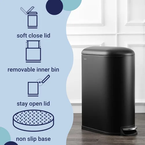 Vista 4 de happimess Roland Mini - Bote de basura de 2.6 galones de cierre suave Negro