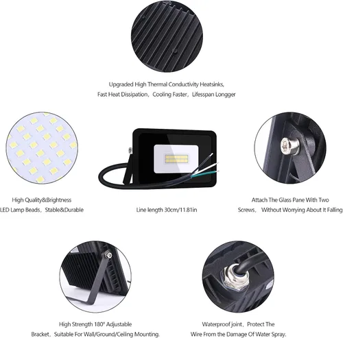 Vista 2 de MIHEAL Ultra delgado 10 W 20 W 30 W 50 W 100 W LED foco de luz de inundación LED lámpara de búsqueda 110 V reflectores para jardín al aire libre