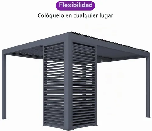 Vista 5 de PURPLE LEAF - Accesorio para pérgola con persiana, rejilla de aluminio 94AS de 3 paneles para privacidad óptima y control de la luz solar, pared