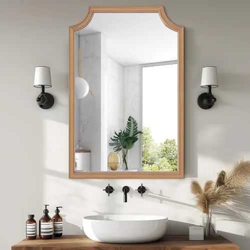 Vista 49 de Espejos de Baño de Madera para Montar en la Pared, 16" x 20" Marco de Madera Rústica Espejos de Pared Decorativos para Sala de Estar o Dormitorio