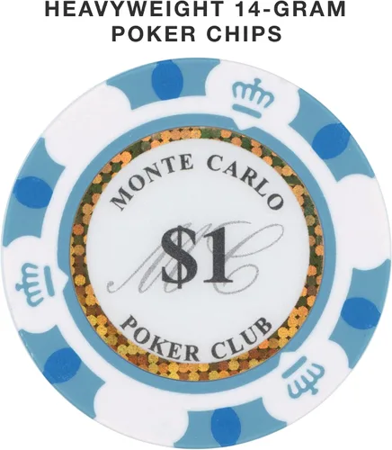 Vista 6 de Brybelly Monte Carlo Premium Poker Chips (50-Pack) Heavyweight 14-Gram Clay Composite
