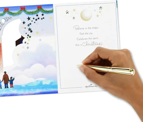 Vista 6 de Hallmark Paper Wonder - Tarjeta de Navidad desplegable (tren de Navidad)