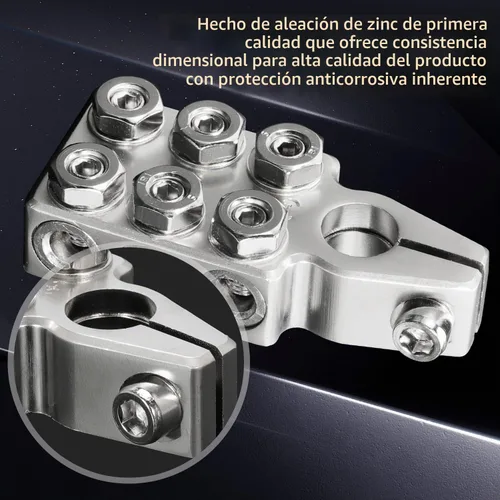Vista 4 de Conector de terminal de poste de batería 6x1/0 AWG calibre 0 de 12 vías, reemplazo de abrazaderas de terminal de batería para poste superior cónico