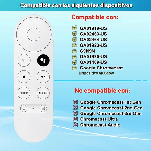 Vista 3 de Control remoto de repuesto para Google TV Streamer (4K), control remoto por voz