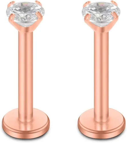 Vista 4 de SCERRING Anillos de labios de 16G con circonita cúbica transparente, Labret Monroe, anillo para labios, tragus, uñas, hélice, piercing de perno