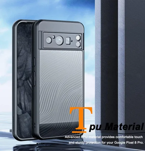 Vista 3 de Miimall Funda compatible con Google Pixel 8 Pro, líneas fluidas, tacto sedoso, placa trasera esmerilada, delgada, translúcida, funda protectora