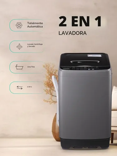 Vista 7 de F.W.WOOLWORTHS Lavadora de 17.7 libras con bomba de drenaje, lavadora automática completa con 10 programas de lavado, 8 niveles de agua para el Gris