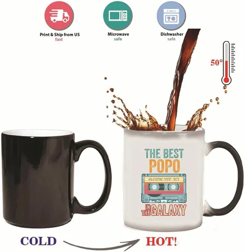 Vista 5 de Fathers Day Mothers Day Gift Funny Humor Galaxy Best POPO 11oz 15oz Color Changing Mug