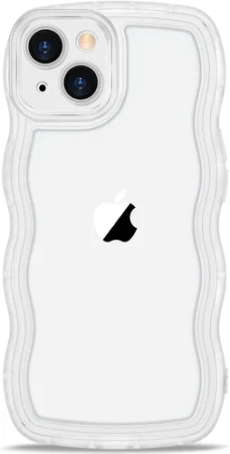 Vista 27 de Anuck Funda para iPhone 13 Pro con borde ondulado, diseño trasero transparente, agarre antideslizante, forma de marco rizado ondulado, a prueba