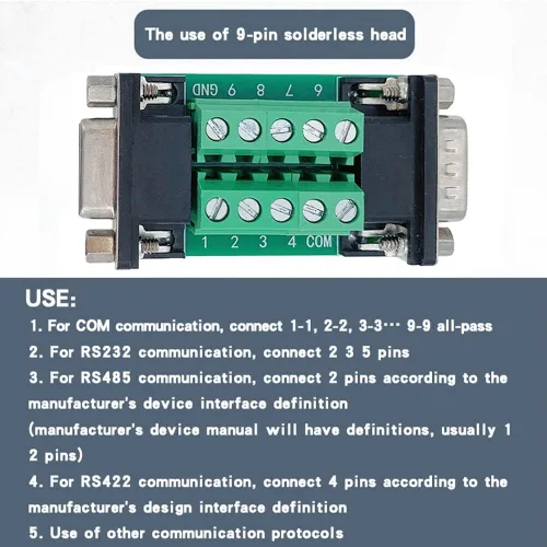 Vista 5 de 2 unids RS232 DB9 macho a hembra Terminal Breakout Board Connector