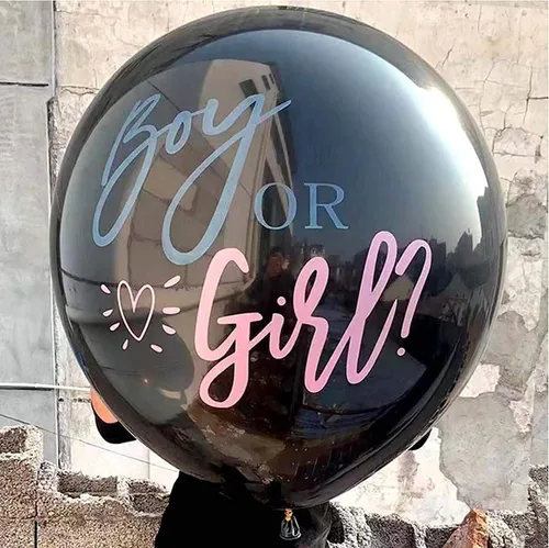 Vista 6 de HAPPYLAND Globo de revelación de género – Globo de látex negro de 36 pulgadas para fiesta de baby shower de niños o niñas, globos de confeti