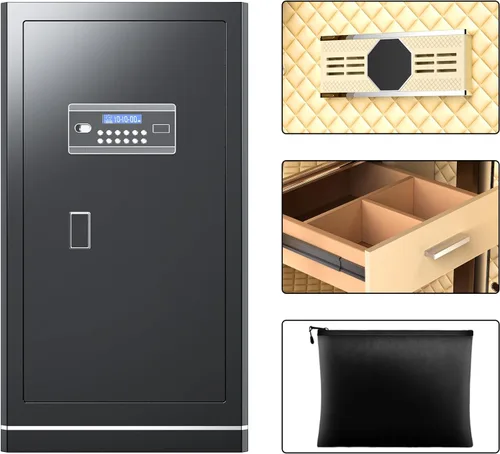 Vista 8 de Caja de seguridad biométrica de 6.5 pies cúbicos, caja de seguridad para el hogar con bolsa a prueba de fuego e impermeable, caja de seguridad