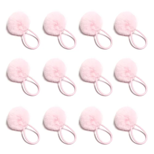Vista 15 de SUSULU Bandas elásticas de pelo sintético de conejo con pompón para mujer, banda de goma con soporte de cola de caballo de 2.0 in, accesorios 6