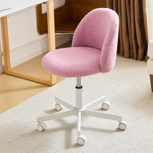 Vista 16 de VINGLI Silla Candy sin Brazos, Linda Silla de Escritorio, Cómoda Silla Pequeña de Oficina con Ruedas, Silla de Tocador con Soporte Lumbar, Silla