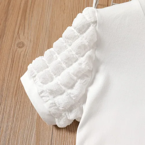 Vista 7 de PATPAT Conjunto de 2 piezas para niñas con camiseta de manga larga y falda de pata de gallo con botones