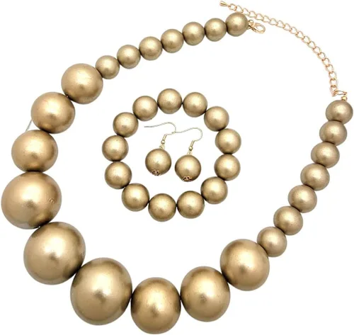 Vista 2 de BA UNIQUE FASHION Juego de collar grueso y grande de perlas simuladas para mujer