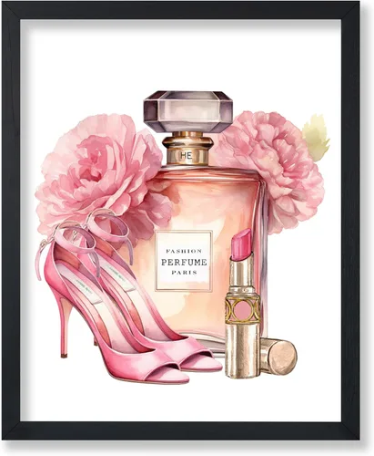 Vista 45 de Monem Art - Póster de moda, estampado de diseñador rosa, arte de zapatos, arte de perfume, arte de lápiz labial, regalo para mujeres y fashionistas