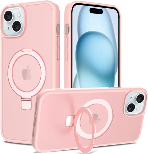 Vista 56 de Funda con soporte ultra magnético para iPhone 15 Pro [protección militar contra caídas] [compatible con MagSafe] a prueba de golpes, translúcida