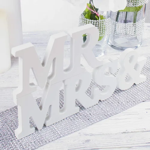 Vista 5 de Letreros en madera de Sr. y Sra., regalos para boda, decoración para la mesa, figuras de exhibición