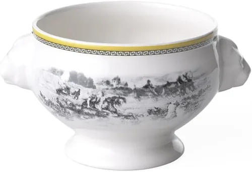 Vista 2 de Villeroy & Boch Audun Ferme - Cuenco de león, 20 onzas, porcelana premium, blancogris