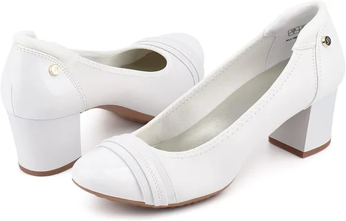 Vista 2 de JENN ARDOR Zapatos de tacón bajo con punta redonda cerrada, zapatos de vestir clásicos de media cuadrada, para boda, fiesta, oficina, 2 pulgadas