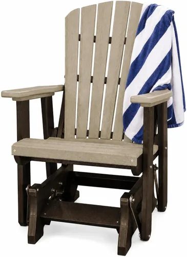 Vista 9 de DutchCrafters Slat Fan Back Poly Adirondack Glider Silla de patio al aire libre (negro y azul aruba)