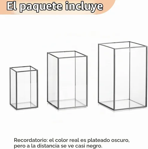 Vista 7 de NUPTIO Portavelas de Cristal Hurricane: 3 Piezas Linternas Negras Geométricas Portavelas de Velas de Pilar Linterna Decorativa Centro de Mesa