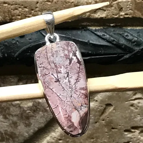 Vista 3 de Genuine Scenic Sonora Dendritic Rhyolite 925 Solid Sterling Silver Pendant 50mm