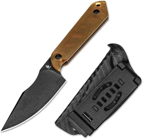 Vista 17 de Kizer Mini Harpoon Cuchillo de hoja fija con funda, cuchillo de caza de hoja de 3 V con mango de micarta, cuchillos pequeños EDC de hoja fija