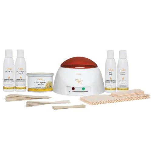 Vista 10 de Gigi, Kit de depilación brasileña, 14 onzas Includes Pot Heater, 14 oz Can, Pre-Oil, Post Wax Care Gel & Wooden Applicator Sticks, Ideal for Face