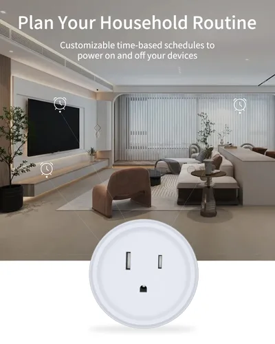 Vista 4 de Mini enchufe inteligente WiFi compatible con Alexa y Google Home APP enchufe de control remoto con temporizador y control de grupo, no requiere