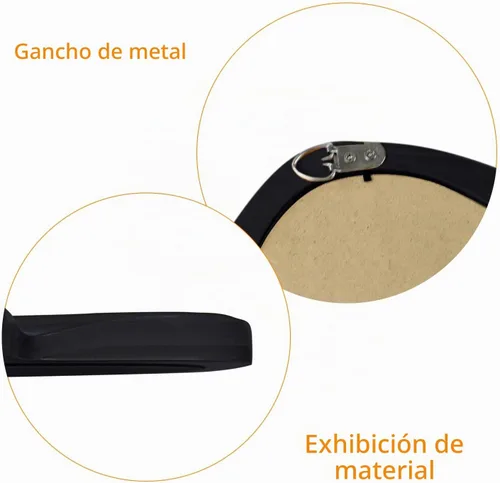 Vista 8 de Espejo de pared irregular de 48 x 22 pulgadas, espejo de pared con marco negro de madera, espejo ondulado de pared asimétrico para sala de estar