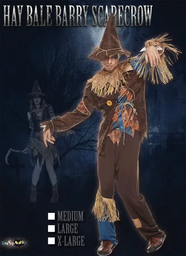 Vista 2 de EraSpooky Disfraz de espantapájaros para hombre, kit de mago de paja de Halloween de lujo