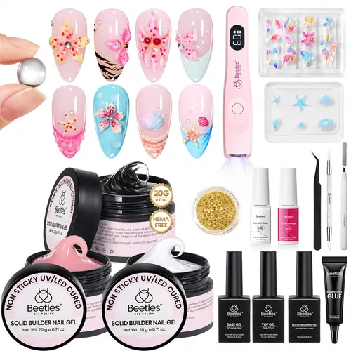 Vista 14 de Beetles - Gel de uñas sólido constructor, gel transparente 3D de 1.06 onzas para esculpir, gel de construcción de gel duro con polvo de uñas