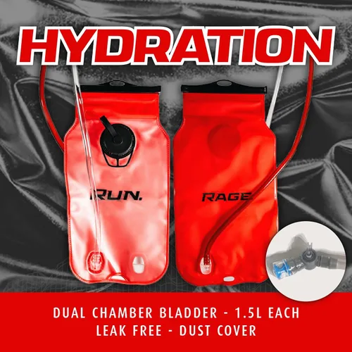 Vista 3 de RAVERUNNER Mochila de agua Dino Festival – Hidratación de doble cámara – Mochila de agua aislada de 3 litros para raves, festivales, senderismo