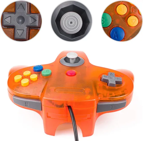 Vista 5 de KIWITATA Classic N64 USB Controller, N64 Wired Remote Emulator Game Controller for Windows XP 7 8 11& MAC & Retropie Orange