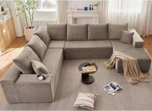 Vista 106 de Lakifun Sofá en Forma de L de 107" con Otomana, Seccional Modular Moderno Sofá Cómodo en Forma de U Nube, Asiento Profundo, Chaise Longue Cama