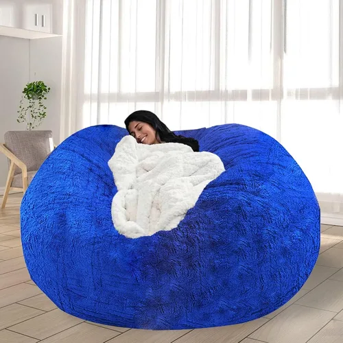 Vista 21 de Puf para adultos y niños sin relleno, sofá perezoso suave y redondo, funda de sofá de puf clásico, saco de amor para dormitorio, silla de lectura