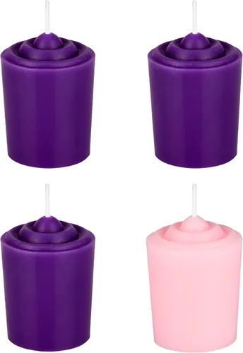 Vista 18 de Mega Candles Juego de 4 velas de adviento de Navidad sin perfume, velas autoajustables con núcleo de color sumergido a mano de 10 pulgadas x 7/8