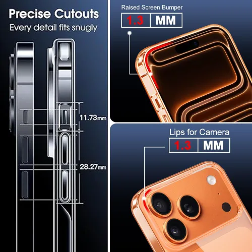 Vista 4 de Funda compatible con iPhone 17 Pro Max con protector de pantalla y protector de lente de cámara, [no se pone amarillento]