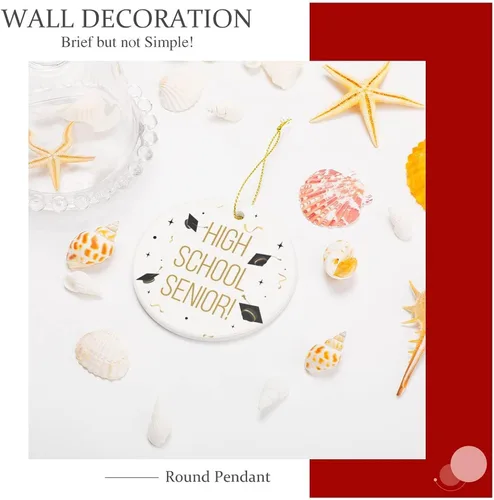 Vista 5 de Adorno de cerámica para escuela secundaria, recuerdo de Navidad, recuerdo de Navidad, adornos colgantes para decoración de árbol de Navidad