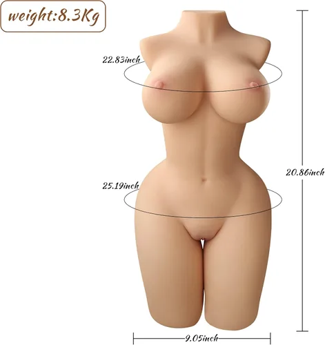 Vista 3 de Muñeca sexual de tamaño real de 18.3 libras, masturbador masculino, torso de TPR, muñecas sexuales reales para hombres, juguete sexual para adultos