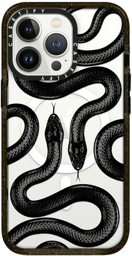 Vista 61 de CASETiFY Impact - Funda para iPhone 13 [protección contra caídas de 6.6 pies/compatible con Magsafe] Black Kingsnake, color negro transparente