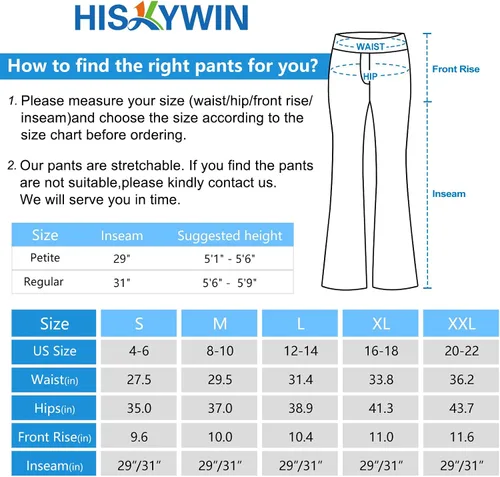 Vista 6 de HISKYWIN Pantalones de yoga para mujer, pantalones de trabajo elásticos de pierna rectacorte de bota, pantalones de oficina con bolsillos